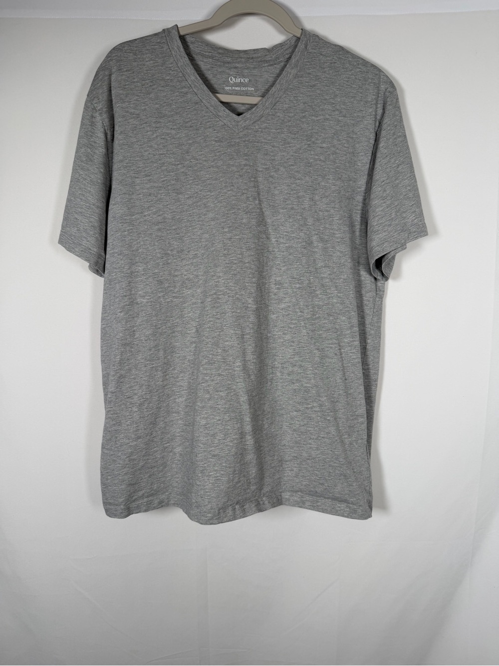 Quince‎ Pima Cotton Men's Heather Gray V-Neck Short Sleeve Tee